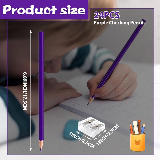 24 Pack Purple Colored Pencils for Kids, Pre-sharpened Art Pencils Back to School Supplies Set, Drawing Sketching Pencils for Students, Teachers, Classroom