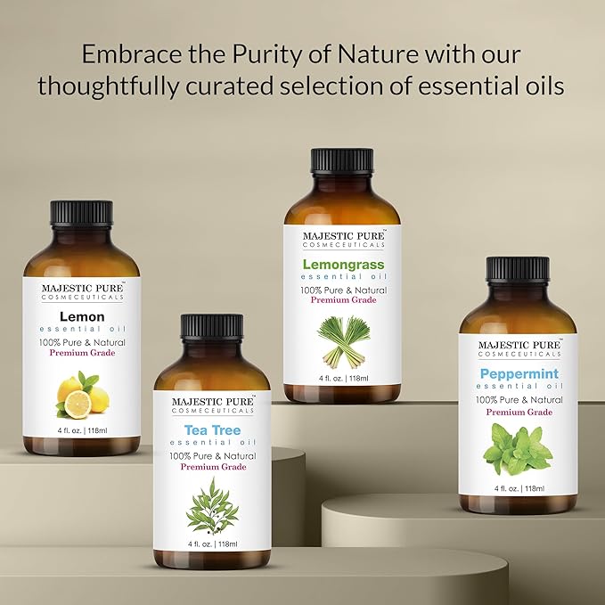 Majestic Pure Eucalyptus Essential Oil for Diffuser - 4 Fl Oz | 100% Pure and Natural Eucalyptus Oil for Aromatherapy, Humidifier, Air Freshener, Soap & Candle Making, Bath & Massage