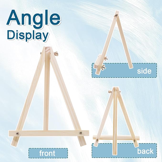 24 Pack 9 Inch Easel for Painting, Wooden Easel Stand Canvas Stand | Smooth Wood, Folds Flat for Storage, for Canvases, Photos, Signs, Weddings, Classrooms, Home Décor