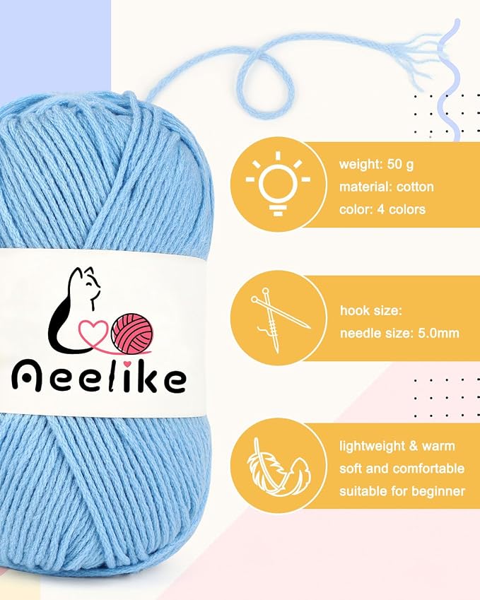 Aeelike Knitting Kit for Beginner Adult, Easy Dishcloth Knit Set, Color C | Knitting Set with Knitting Needles Milk Colorful Cotton Yarn Step-by-Step Instructions, Learn Basic Knitting, Ideal Gift