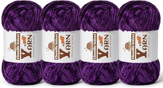 Chenille Crochet Violets Yarn 4 Pack
