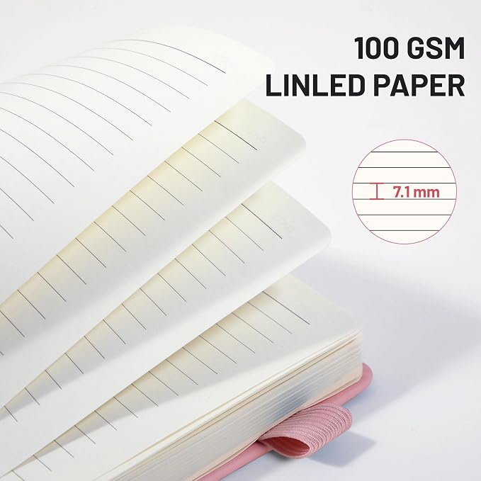 CAGIE Pink Journal Notebook for Women Leather Journaling Diary Daily, A5