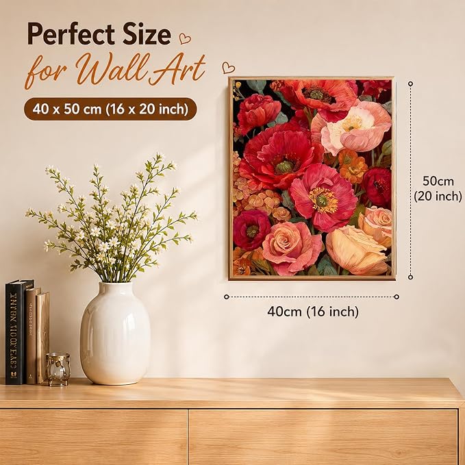 AUKELHJ Paint by Numbers Kit for Adults Beginner, Poppy, 16X20 Inch | Paint by Number for Adults, Beginner Friendly, High-Definition Color Canvas, Stress Relief, Home Decor, Gifts, Unframed