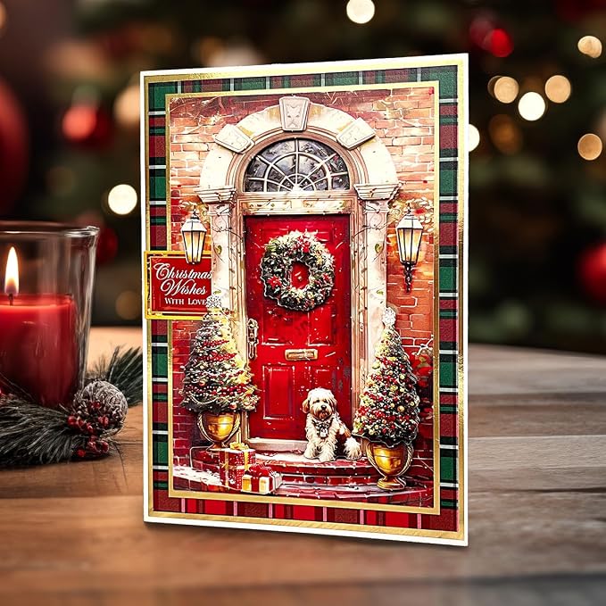 Katy Sue Deck The Halls Die-Cut Decoupage Pack. 12 Pre-Cut Die-Cut Decoupage Sheets for Christmas Card Making Supplies & Card Toppers Featuring Christmas Stocking, Jingle Bells & Holiday Scenes