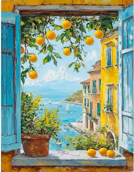 Yunruily Paint by Number Adult Lemon Tree-Adult Paint by Numbers,Paint by Numbers for Adults Canvas for Gifts Home Wall Decor(16x20inch)