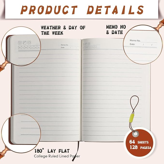 PerKoop 36 Pcs A5 PU Leather Notebooks for Back to School,Morandi Color
