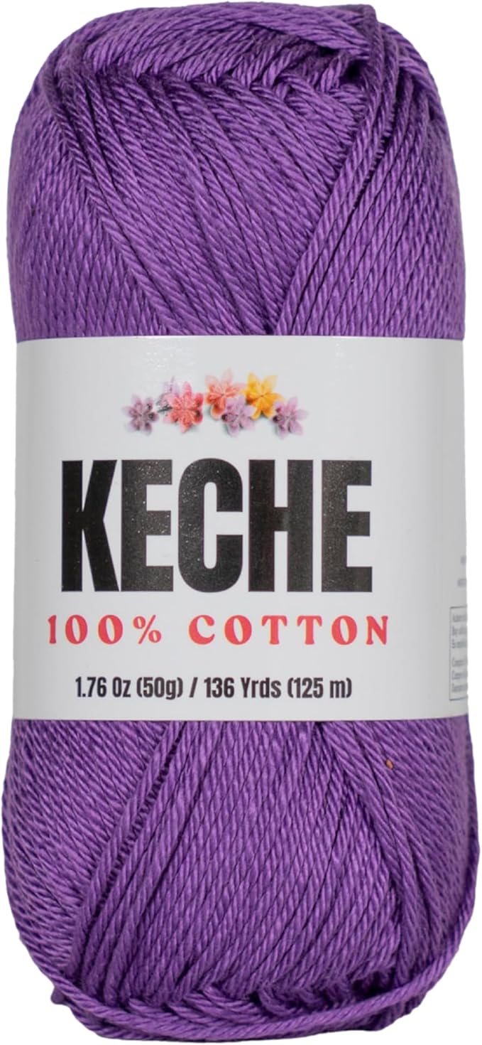 Cotton Yarn - 100% Cotton Yarn for Crocheting and Knitting, Mercerized Cotton Amigurumi Yarn Fine-Sport 2 1.76 oz (50g) / 136 Yrds (125 m) - Purple
