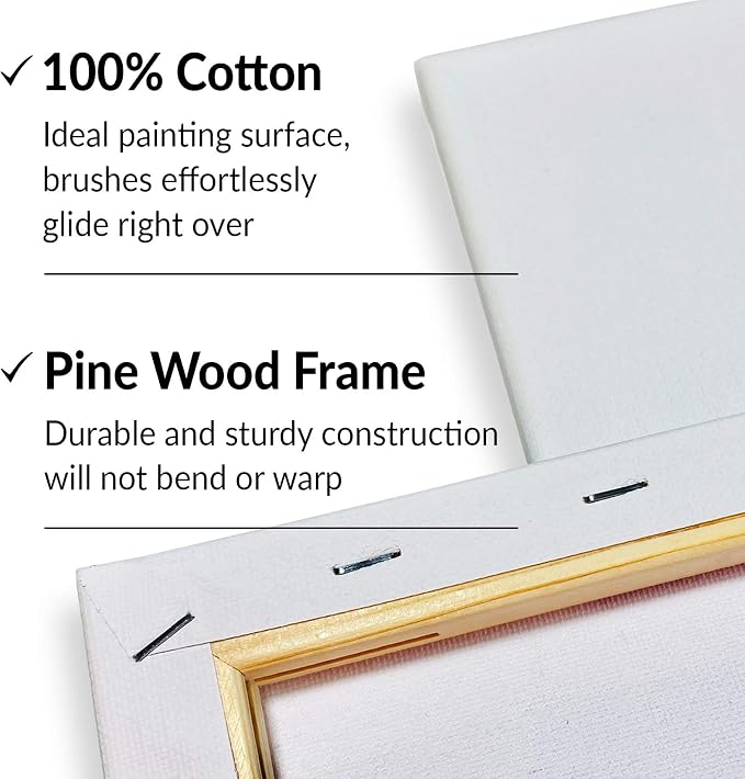 10 Pack Stretched Canvases for Painting, 8x10 Blank Rectangle Canvas Boards, Ideal for Acrylic, Oil, and Mixed Media Art, Small Art Canvases for Painting, Perfect for Supplies and Bulk Projects