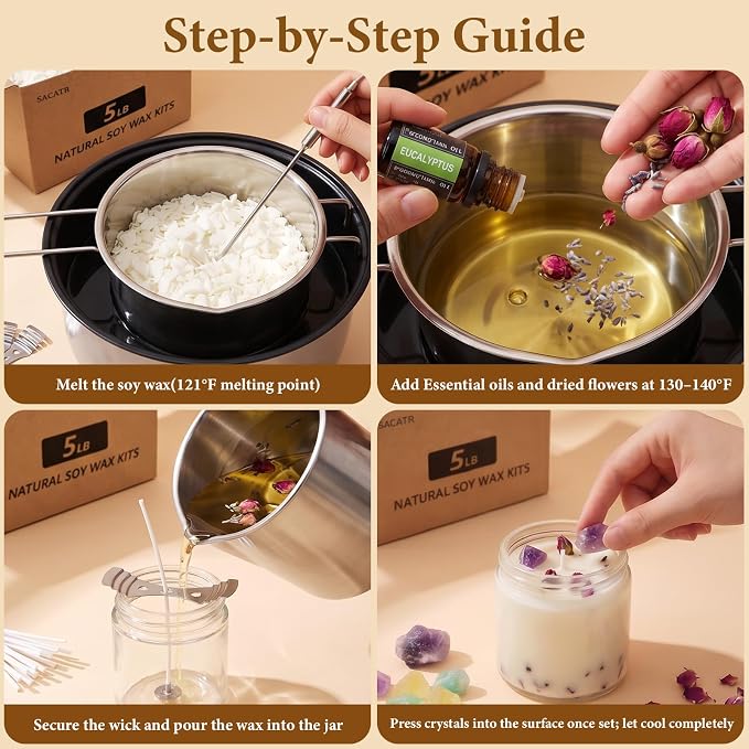SACATR 5LB Soy Wax Candle Making Kit,Natural 100% Soy Wax for Candle Making