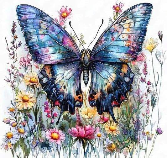 TCDZMYGS Butterfly Paint by Numbers Kit for Adults Beginner,Wild Flowers Adult Paint by Number Kits on Canvas Without Frame,DIY Acrylic Oil Painting by Numbers Kits for Home Wall Decor 16x16 inch