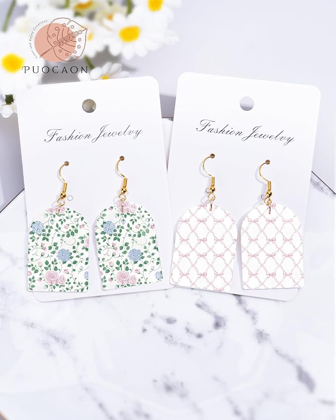 Flowers Polymer Clay Transfer Paper - 18 Pcs Spring Floral Gingham Polka Checkerboard Clay Transfer Sheets for Earrings Jewelry Making