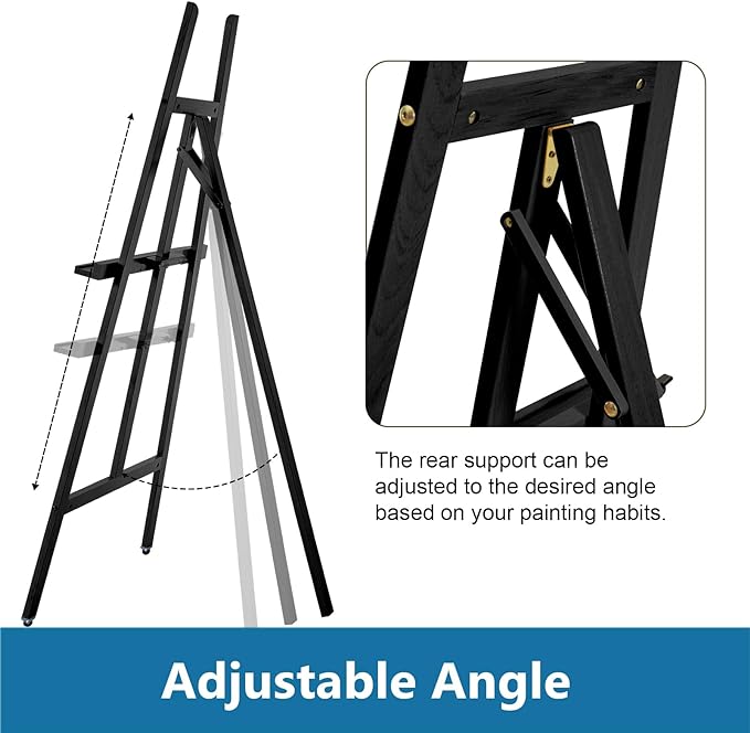 A-Frame Wooden Display Easel, Lyre Beechwood Studio Easel Stand, Black