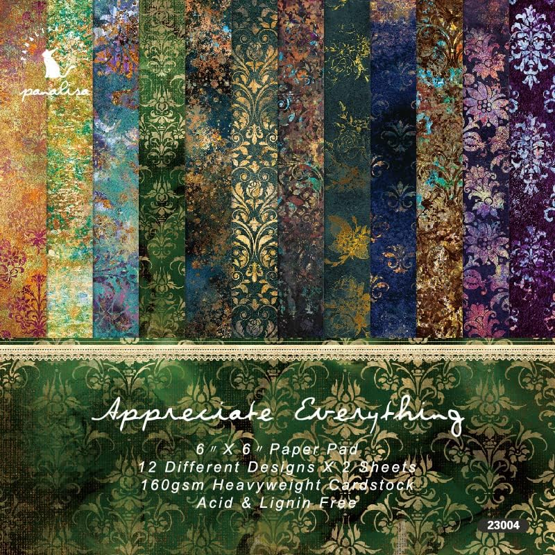 Vintage Flower Theme Dot Scrapbook, DIY Album Scrapbook Paper, Greeting Card Making Background Paper Craft Supplies Painting Decoration Travel Diary Paper 6"x6" (Appreciate Everything)