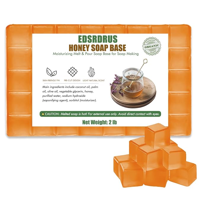 EDSRDRUS 2lb Scent Soap Base DIY Handmade with Honey & Coconut Oil, Moisturizing Melt and Pour Soap Base