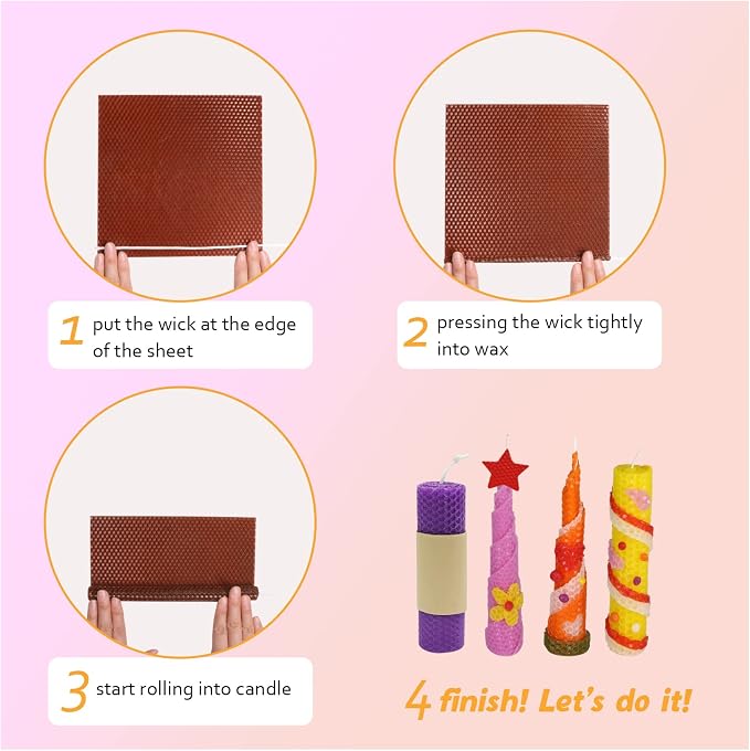 Bingfuego Beeswax Candle Making Kit for Beginners-12 Beeswax Sheets for Candle Making Rolling Kits, Natural Beeswax Candle Making Kit (Bright Color, 8 x 8 inch)