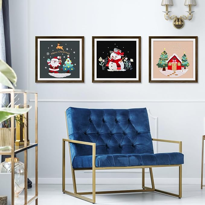 ERKOON 3 Sets Embroidery Kit for Beginners, Christmas Cross Stitch Set with Easy Pattern Embroidery Cloth Hoops Threads for Craft Lover Hand Stitch