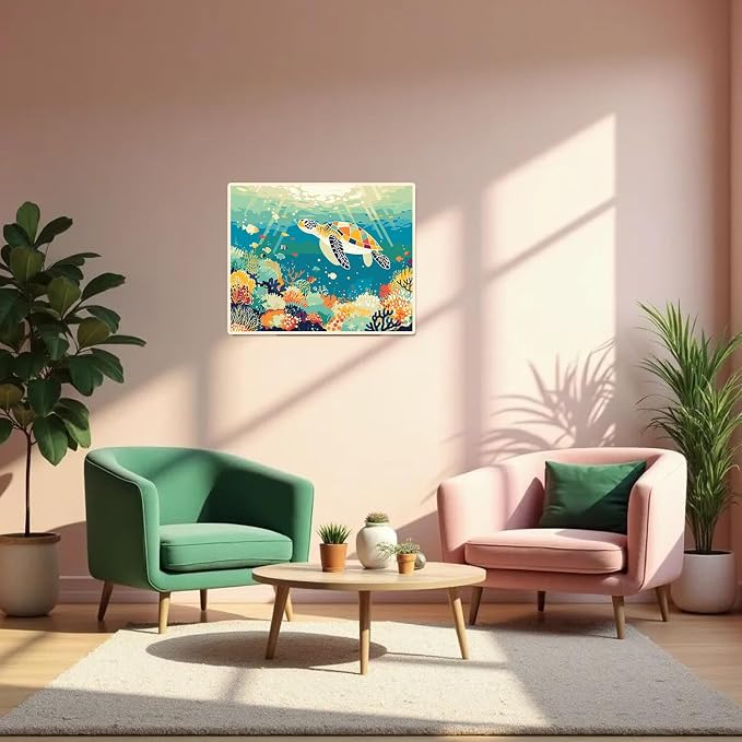 Sea Turtle Paint by Numbers Kit for Adults Beginner Turtle Oil Painting Kit Adult Paint by Number Kits on Canvas Animals DIY Painting for Beginners Art by Numbers for Gifts Home Wall Decor 16x20 Inch
