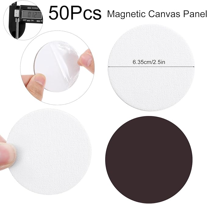 50 Pcs Magnetic Painting Canvas Panel Mini Canvas Boards for Painting Mini Tile Art for Fridge Locker Art Crafts DIY