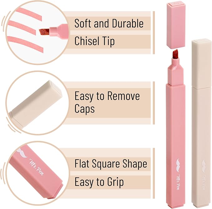 Mr. Pen- Aesthetic Highlighters No Bleed, 8 Pack, Assorted Colors | Chisel Tip, Cute Highlighters Assorted Colors for Journaling, Highlighting, Underlining, Fast Dry, Back to School Supplies