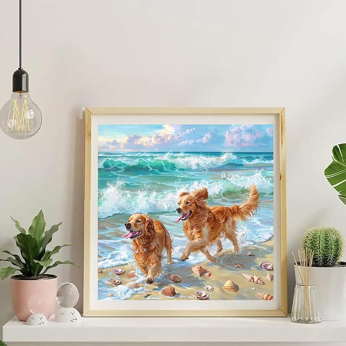 YarnWhimsy Dog Paint by Numbers for Adults, Paint by Number 16x16 inch | Dogs Paint by Numbers Kit for Adults, Fun Animal Acrylic Painting by Numbers for Gift Home Wall Decor (without Frame)