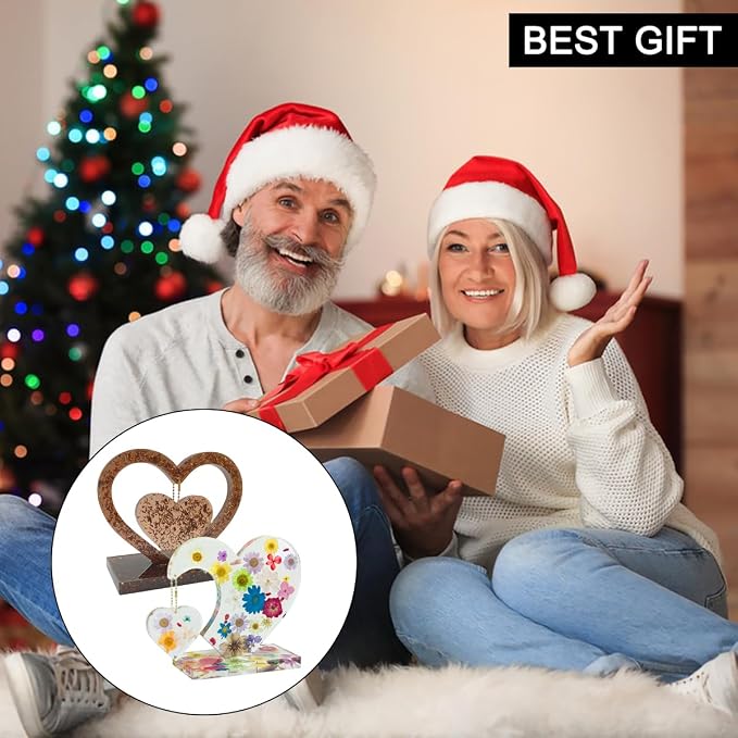 2 Set 3D Photo Frame Resin Molds, FineGood Heart Shape Silicone Molds for Resin, DIY Personalised Picture Frame Epoxy Resin Moulds Art Craft for Wedding Home Decor