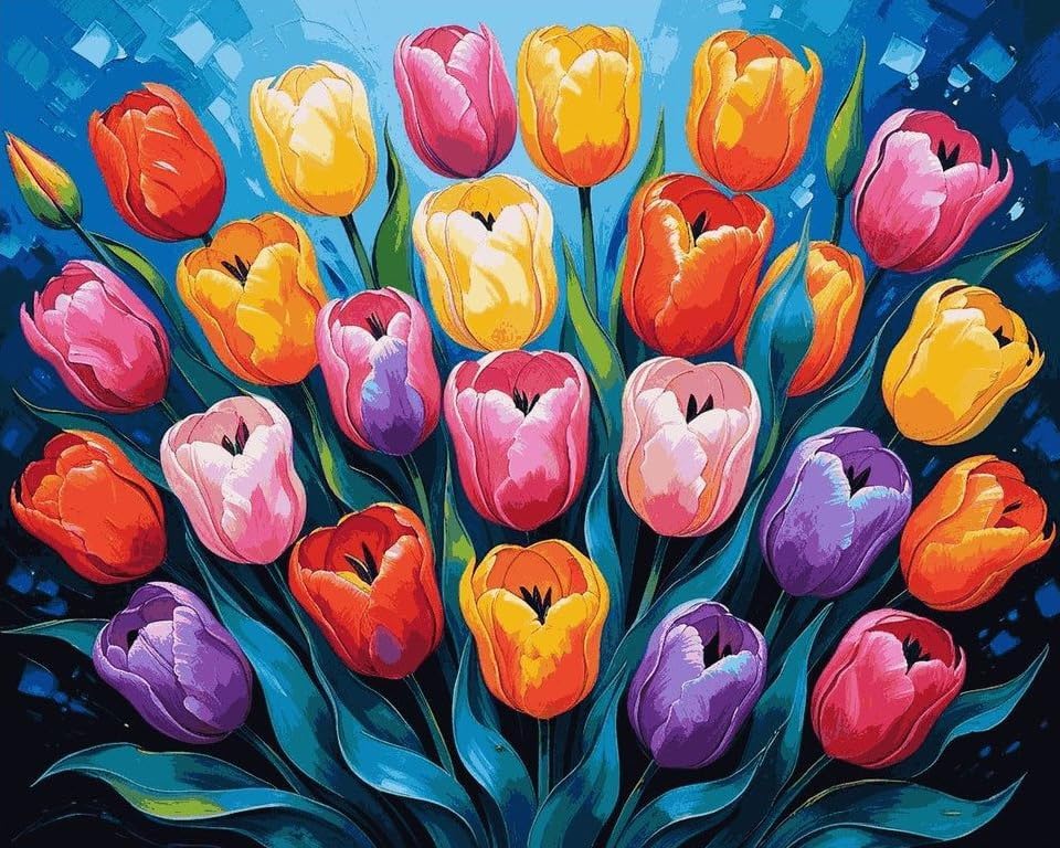 GEEHEIY Paint by Numbers Kit for Adults, Colorful Tulip Number Painting, 16 x 20 Inch