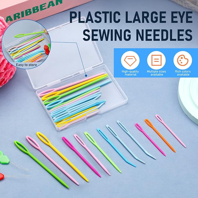 Bupete 25 PCS Yarn Needles, Tapestry Needle Darning Needles for Yarn | Crochet Needle Plastic Needles for Yarn, Weaving Needles, Large Eye Blunt Knitting Needles for Sewing, Knitting, Crochet