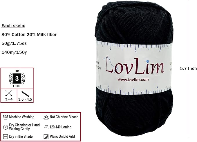 Milk-Cotton Crochet Yarn Kit, 10x50g Skeins DK Weight, 1250+ Yards, Hooks, Needles & Safety Eyes, 40+ Free Patterns, for Amigurumi, Crocheting & Knitting - Rainbow Palette