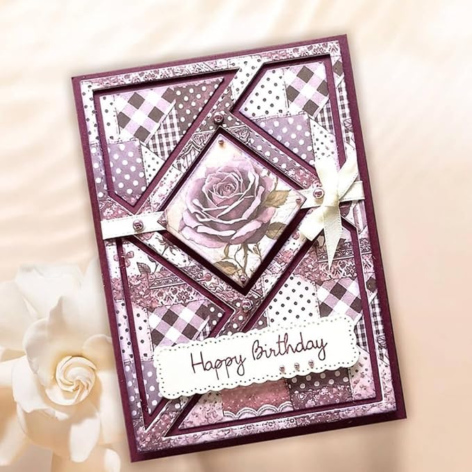 Cutting Dies for Paper Card Making 3D Background Frame Metal Stencils Scrapbooking Tools DIY Craft Embossing Template Album Arts Supplies (D)