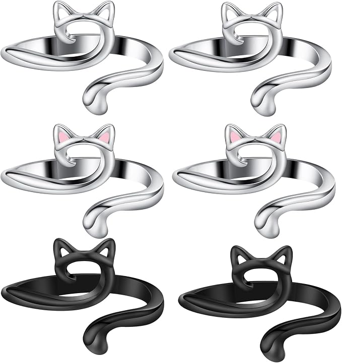 DTOFOOT 6Pcs Knitting Crochet Tension Rings for Fingers with Box | Metal Open Crochet Ring, Adjusts for Finger Tension, Speeds Up Braided Knitting Work, Ideal Gifts for Mom Grandma Crocheters