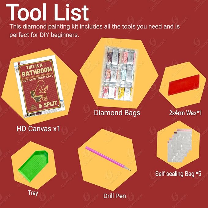 Gamteldot Bathroom Diamond Art Kits for Adults Beginner,Motivational Quotes Diamond Art 5D Full Drill DIY Diamond Dot,Diamond Painting with Complete Tool,Gem Art Craft for Home Wall Decor Gift-12x16in