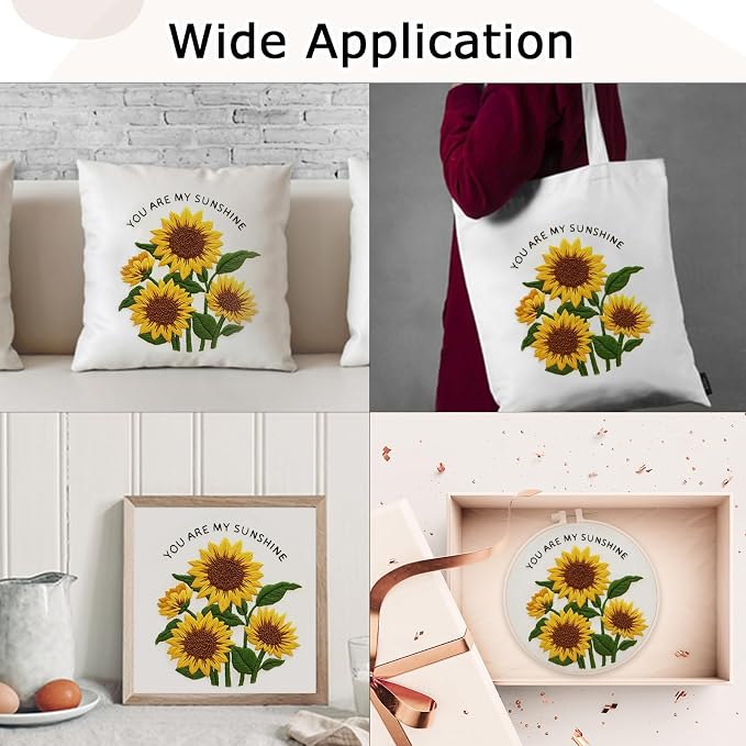Nuberlic Sunflower Embroidery Kit for Beginners | Adults Starter Cross Stitch Kit DIY Needlepoint with Hoop, Pre-Printed Fabric, Threads & Step-by-Step Guide