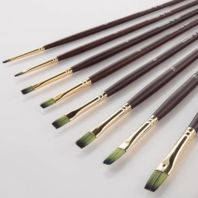 Falling in Art 9 PCS Long Handle Flat Brushes Set