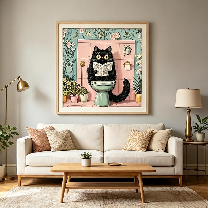 BYGFHLYW Funny Black Cat Paint by Numbers Kit for Adults Beginners | Easy Adult Paint by Number Kits On Canvas, DIY Acrylic Oil Painting Kits for Home Wall Decor 16x16Inch