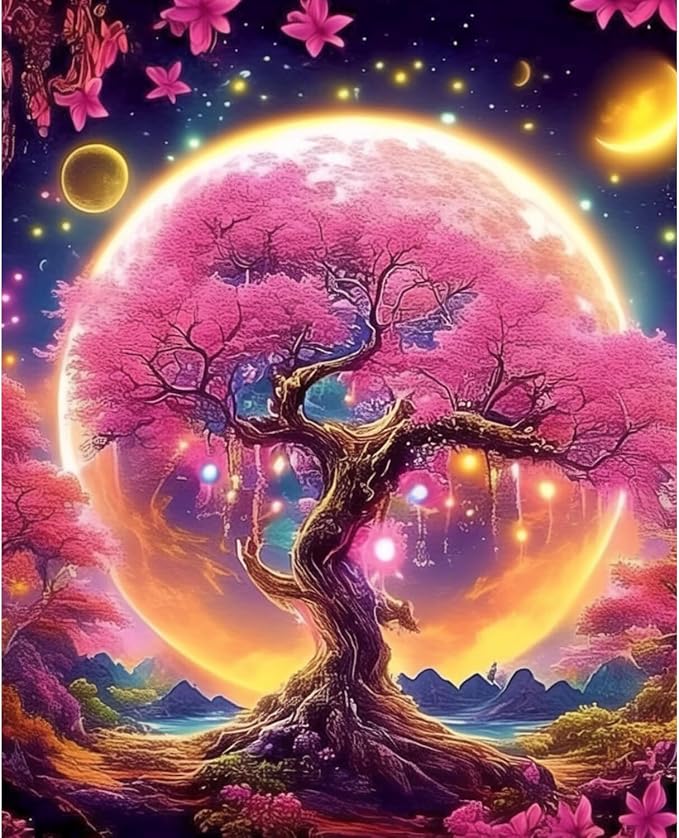 obterie Tree of Life Paint by Numbers Kit for Adults Beginner Tree Oil Painting Kit Adult Paint by Number Kits on Canvas DIY Painting for Beginners Art by Numbers for Gifts Home Wall Decor 16x20 Inch