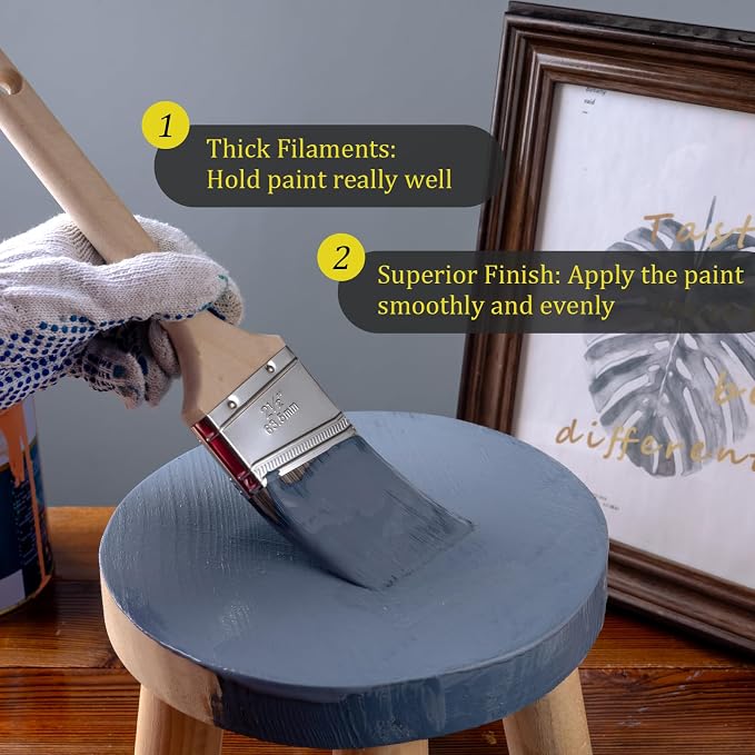 Mister Rui Paint Brushes Set, 4 Pack Angled Brushes for Trim and Wall | Synthetic Sash Brush for Cabinets & Wall Paint Brushes for Oil, Latex, No Shedding