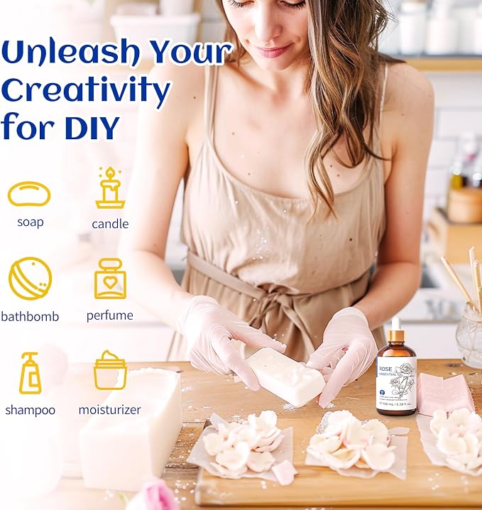HIQILI Rose Essential Oil for Skin, Diffuser & Candle Making