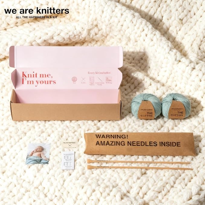 We Are Knitters Blanket Knitting Kit for Beginners – Aquamarine