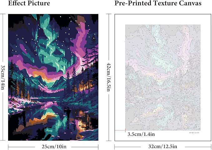 6 Pack Paint by Numbers Kit for Adults Without Frame 10x14 Inch, Aurora | Starry Sky Adult Paint by Number Kits on Canvas, DIY Acrylic Painting by Numbers, Stress Relief Gift, For Home Wall Decor