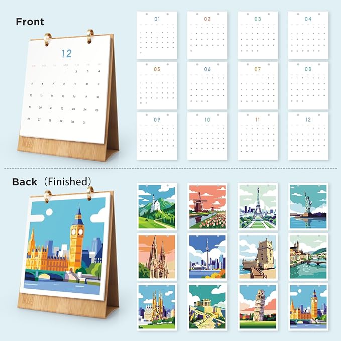 Lnjsipam Paint by Numbers Calendar 2027 - Landmark Paint with Number Kit | Landmark Paint by Numbers Calendar, Easy DIY Calendar, Unique Gift for New Year, Landmark Paint by Number Kit for Adults