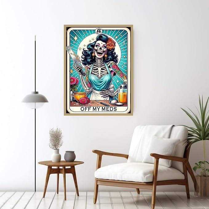 5D Skull Skeleton Chef Diamond Art kits for Adults Beginners 12x 16Inch | Tarot Diamond Painting Kit DIY Full Round Drill Paint by Diamonds Dot Gem Art for Adult, Home Wall Decor