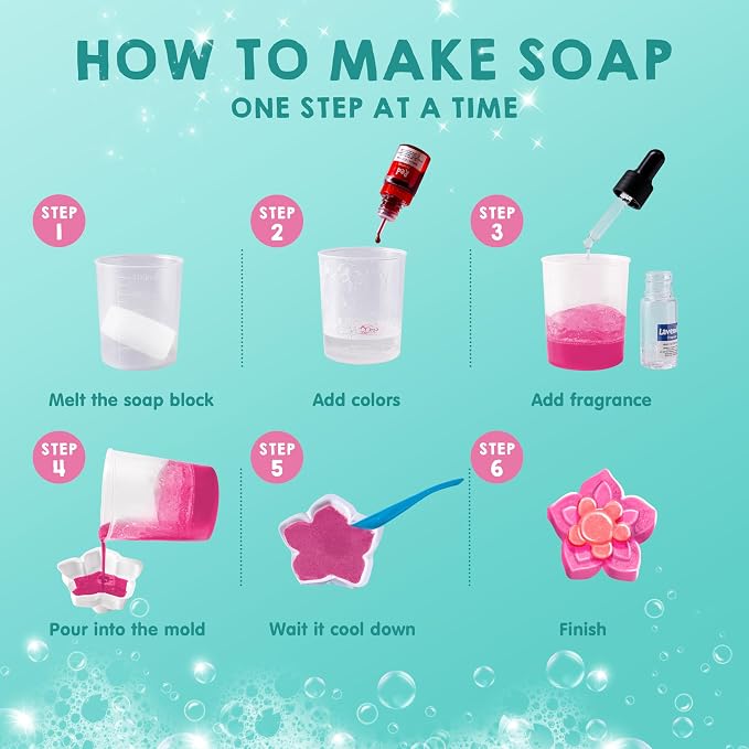 Klever Kits Bath Bomb, Soap Making Kit for Kids, 2-in-1 Spa Science Kits, DIY Make Your Own Bath Bombs & Soap, Spa Kit for Kids, Gifts Toys for Kid, Birthday Present