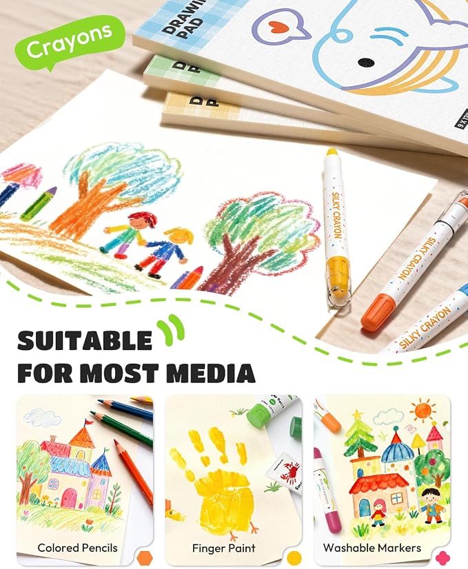 JUPITEARTH Drawing Pad for Kids 9x12 Inch 3-Pack 150 Sheets