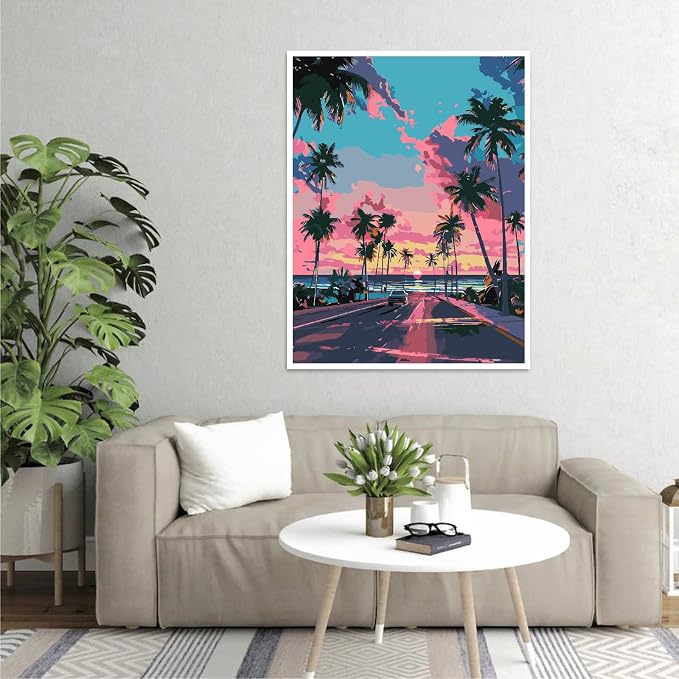 Paint by Numbers Kit for Adults,Sunset Scenery DIY Paint by Number 16x20 In | Paint by Number for Beginner,Adult Paint by Number,HD Color Canvas,DIY Tool Kits,Stress Relief Craft,Great Gift,Without Frame