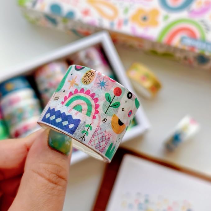 Bomichi 38 Rolls Washi Tape Aesthetic Colored Decorative