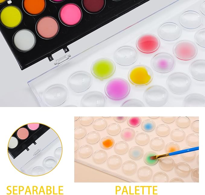 Artecho 48 Colors Watercolor Paint Set, 10 Brushes | A5 Watercolor Paper Pad, 2 Watercolor Pens, Washable Non-Toxic, for Adults & Artists