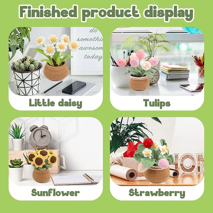 kgxulr Crochet Kit, Tulip Crochet Kit for Beginners, Knitting Kit | Beginner Crochet Kit, Crochet Flower Kit with Step-By-Step Video Tutorials, Beginner Crochet Kit for Adults