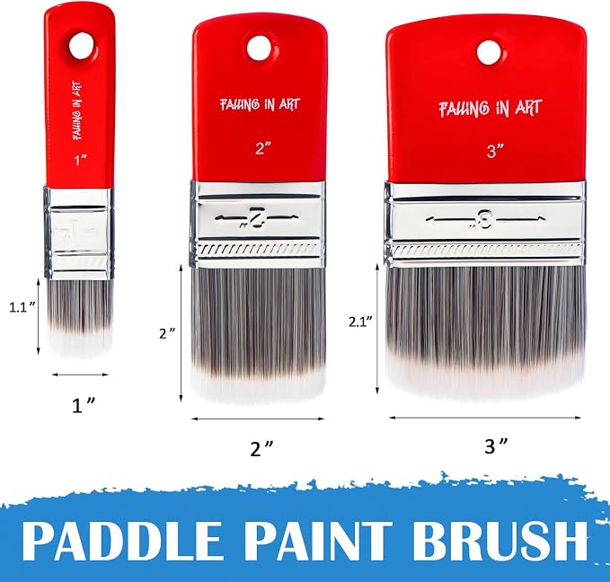 Falling in Art 3 PCS Filbert Paddle Paint Brush Set (1 Inch,2 Inch,3Inch) | Scale Brush, Blending Paint Brush for Oil and Acrylic Paints