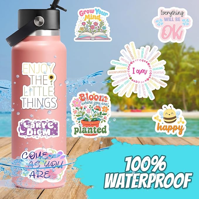 300PCS Affirmation Stickers by Puraesla - Holographic Motivational Sticker Pack, Positive Journal Encouraging Shiny Quotes for Kids, Teachers, Classroom, Waterproof Scrapbook Supplies