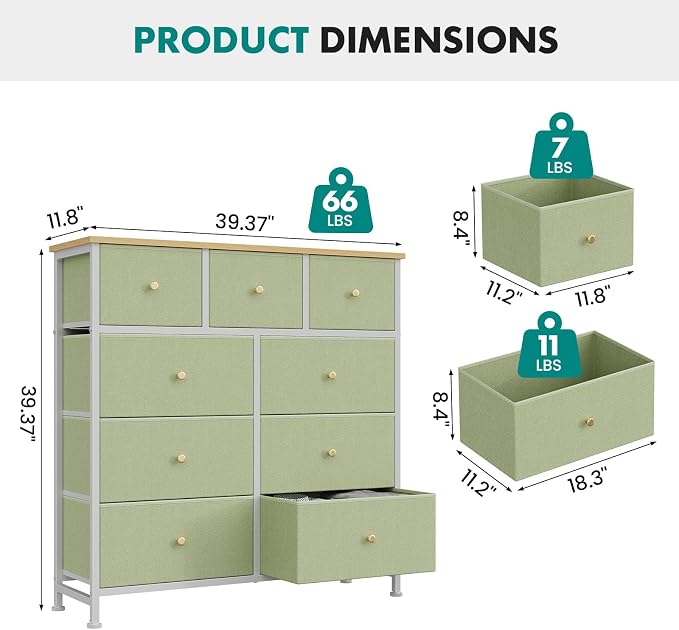 OLIXIS 9 Drawer Tall Dresser for Bedroom, Closet Organizers and Storage